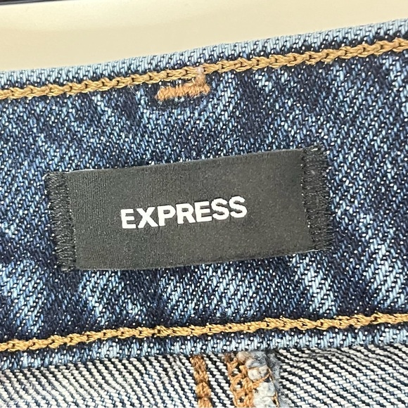 Express 16S 70s Flare Jeans Womens Large Short 0842 Flex Mid Rise Dark blue - Picture 5 of 13